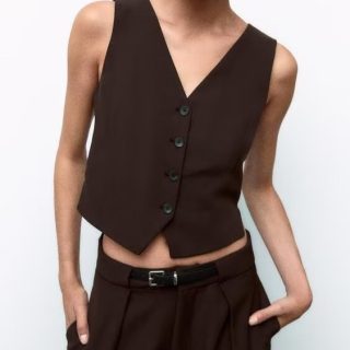 Blazers | Slim-Fit Linen Vest  –  Womens Blazers Black