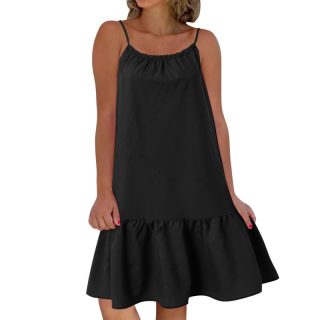 Dresses & Jumpsuits | Ruffle Beach Dress In Airy Gauze  –  Womens Clothing Black