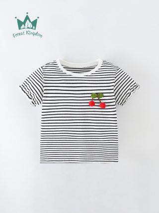 Graphics Shop | Cropped Striped Cherry T-Shirt  –  Girls Clothing Cherries