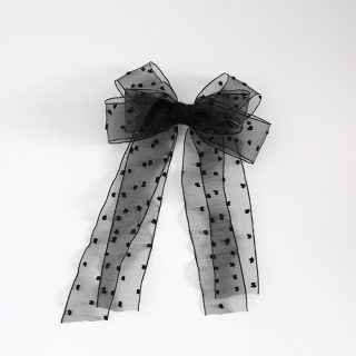 Hair | Large Swiss-Dot Organza Bow  –  Womens Accessories Black