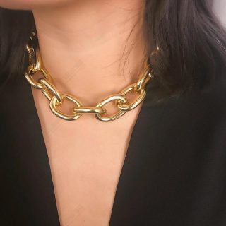 Jewelry | Metallic Chainlink Necklace  –  Womens Accessories Burnished Gold