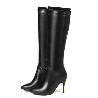 Made In Spain | New Stevie Knee-High Pull-On Boots In Leather  –  Womens Made In Spain Black