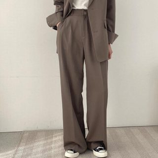 Matching Sets | Pleated Full-Length Trouser In Gauzy Italian Wool Blend  –  Womens Clothing Matching Sets