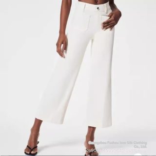 Suiting | Sydney Wide-Leg Pant In Bi-Stretch Cotton Blend  –  Womens Clothing Ivory