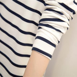 T-Shirts & Tank Tops | Long-Sleeve Boatneck T-Shirt In Mariner Jersey  –  Womens Clothing Kara Stripe Ivory Eveni