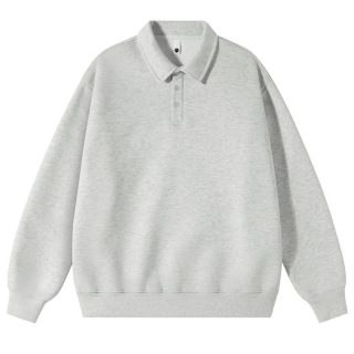 Sweatshirts & Sweatpants | Relaxed Lightweight French Terry Polo Sweatshirt  –  Mens Clothing Hthr Snowfall